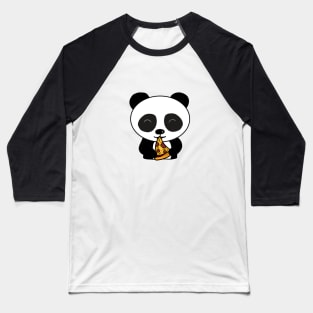 Cute Panda Bear Eating Pizza Baseball T-Shirt